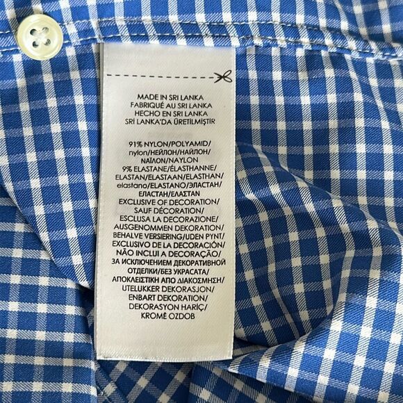 Ralph Lauren Men’s Slim Fit Performance Blue Micro Check Nylon Shirt Pony Size L - Picture 11 of 12